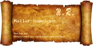 Maller Romulusz névjegykártya